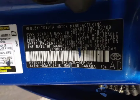 2009 Toyota Corolla Le from USA, damaged, VIN 2T1BU40EX9C187329